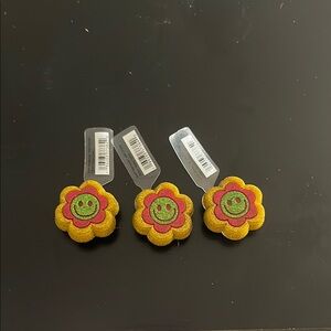 3 Smiley Flower Croc charms/jibbits